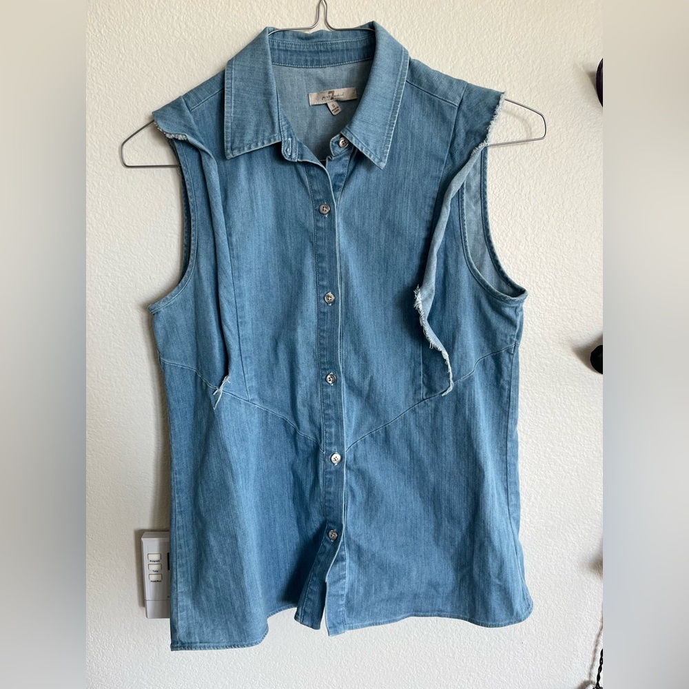 7 For All Mankind western Denim Short Sleeve Top